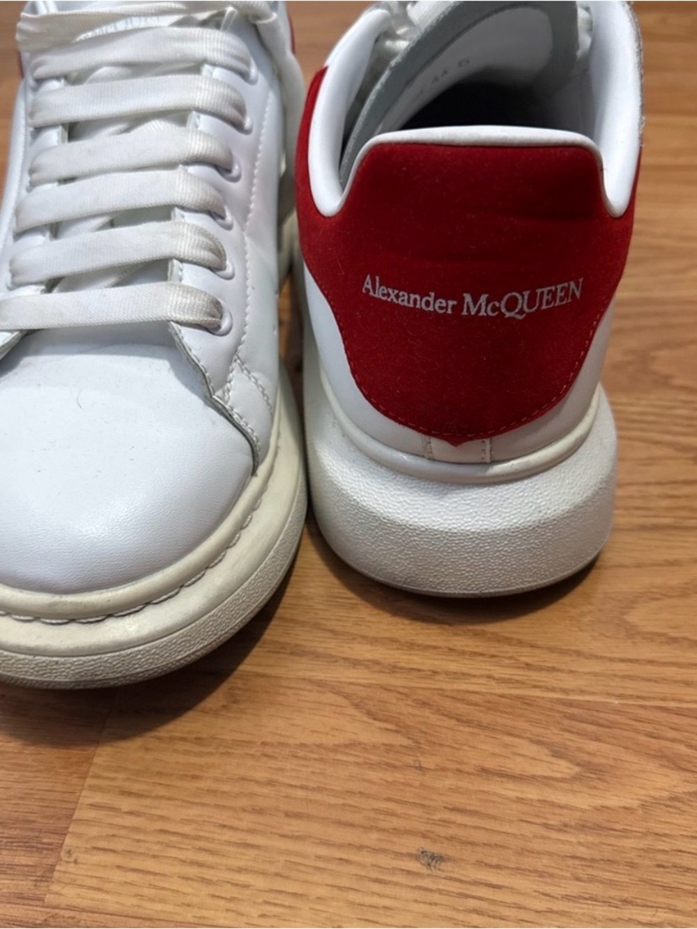 Alexander McQueen Red and White Leather Sneakers